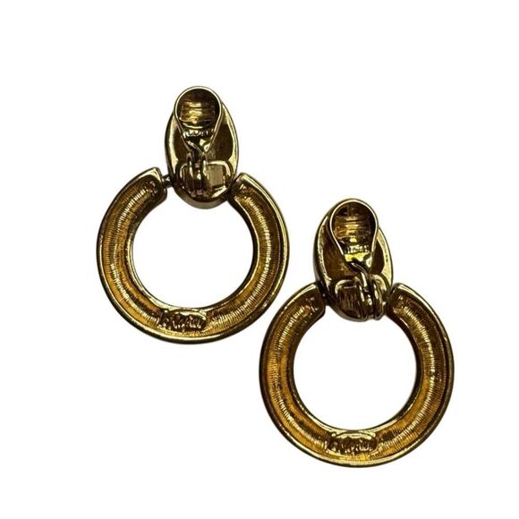 Napier Gold Toned Door Knocker Clip On Earrings - Picture 3 of 5